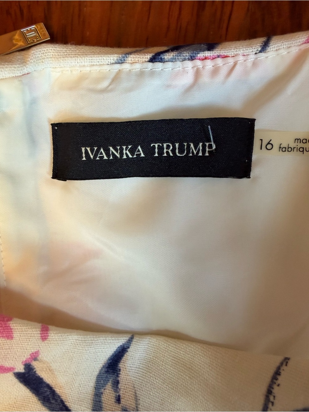 Ivanka Trump Cream Dress with Pink, Red, and Navy Floral Accents - Picture 7 of 8